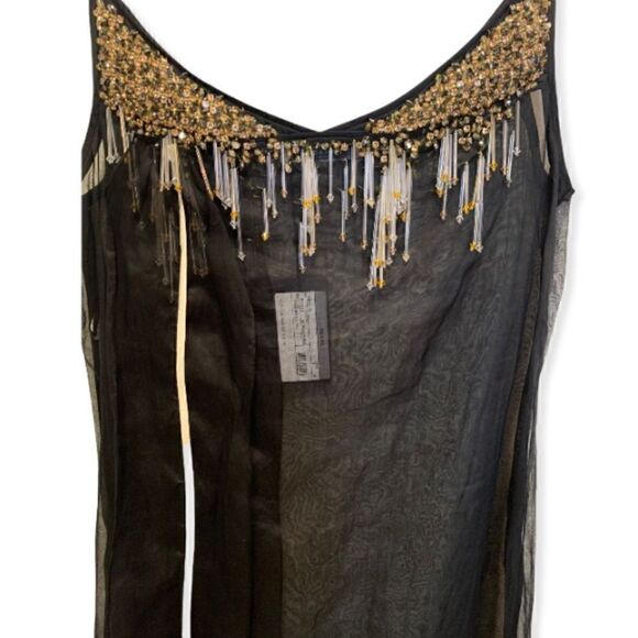 PRADA Crystal&Bead Embellished Sheer Black Dress - Picture 12 of 15